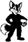 Black fox character vinyl decal with white outline and alert face