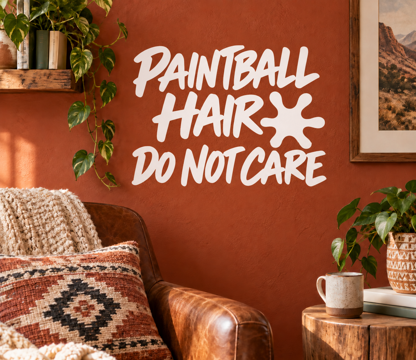 Vinyl decal text: PAINTBALL HAIR! DO NOT CARE