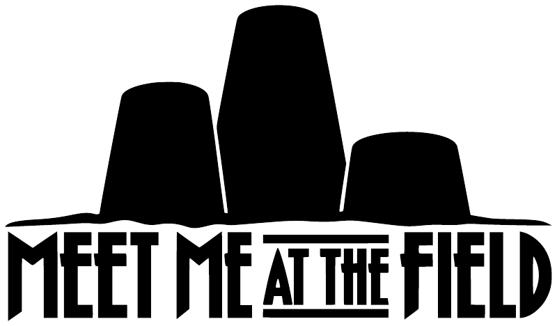 Black vinyl decal showing three paintball hopper shapes and MEET ME AT THE FIELD lettering