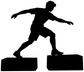 Parkour step vinyl decal, black runner silhouette on two step blocks