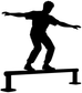 Parkour low rail balance vinyl decal, black silhouette figure standing on balance rail