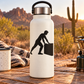 Parkour vinyl decal of a runner carrying a box, matte black silhouette