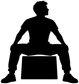 Vinyl decal silhouette of parkour athlete seated with rectangular board