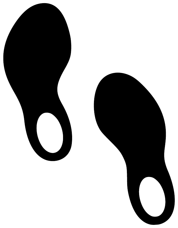 Pair of black vinyl footprint decals with white oval cutouts