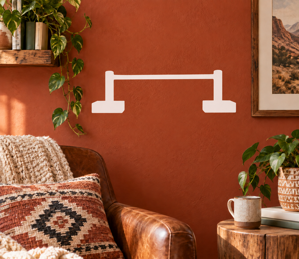 White vinyl decal rail geometry with two posts and two base blocks