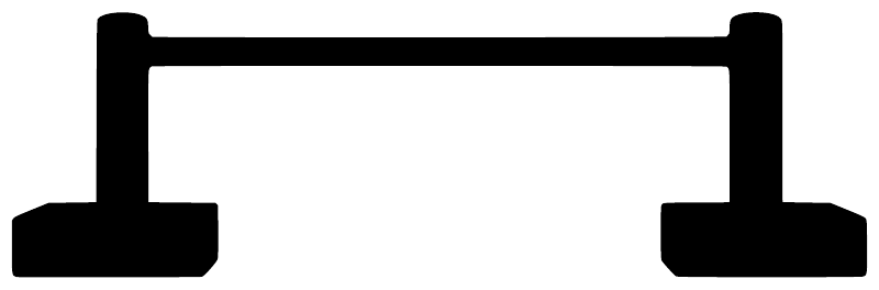 Black vinyl decal rail geometry with two posts and two base blocks