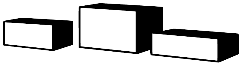 Three-block vinyl decal with white rectangles and black shadowed edges