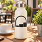 White bottle with black arch and step block vinyl decal design