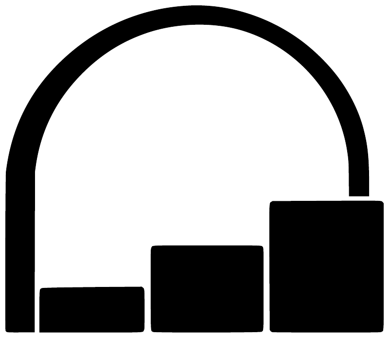 Black vinyl decal arch with three step blocks graphic