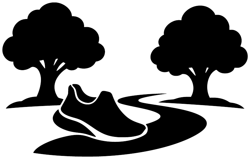 Black vinyl decal graphic with two trees and parkour runner silhouette