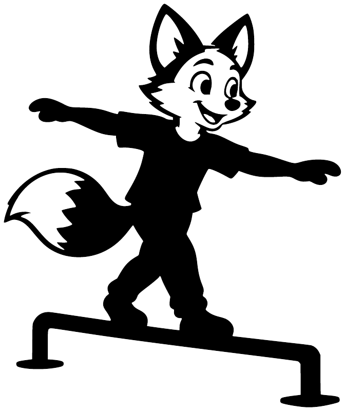 Parkour fox vinyl rail decal silhouette, black fox on low rail