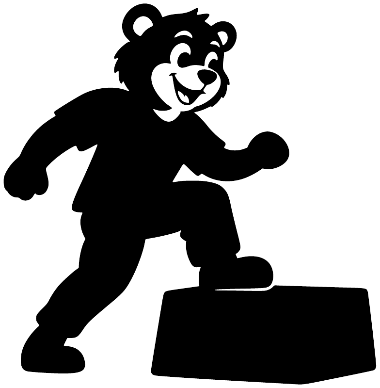 Parkour bear vinyl decal silhouette jumping on a step block