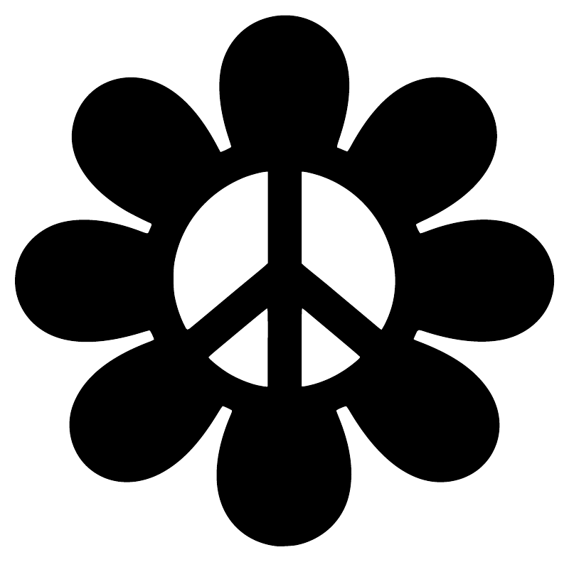 Black peace flower vinyl decal with peace symbol in the center