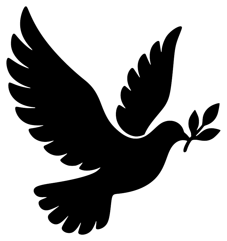 Black dove peace vinyl decal holding an olive branch, close-up