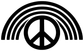 Black peace symbol vinyl decal with concentric rainbow arcs and circular peace center