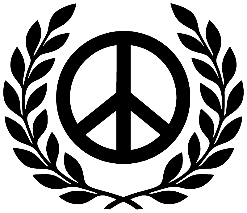 Black peace symbol with open laurel vinyl decal