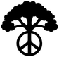 Peace symbol and tree vinyl decal, bold black tree canopy with peace sign circle