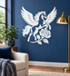 White pegasus wing emblem vinyl decal with rose at center