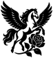 Black pegasus wing emblem vinyl decal with rose