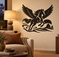 Black flying pegasus wing vinyl wall decal with flowing mane and tail