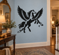 Black pegasus vinyl wall decal with wings and broken chain links
