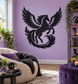 Black Pegasus feather spiral vinyl decal with wings and tail swirl