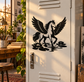 Pegasus vinyl decal: black winged horse with water lily and ripples