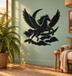 Pegasus vinyl decal with spread wings and dark clouds