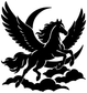 Pegasus vinyl decal close-up with wings, mane detail, and clouds