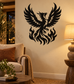 Rising flame phoenix vinyl decal, black phoenix with wings and fire flames
