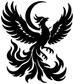 Black phoenix wing vinyl decal with stylized bird and flame shapes, wall-ready sticker