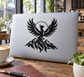 Black phoenix wings vinyl decal with circular emblem and mountain flames center