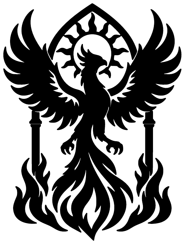 PhoenixCX014 — Gothic Arch Firebird ; preview rendered from the saved vector PDF