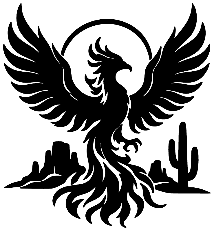 PhoenixCX017 — Desert Sun Firebird ; preview rendered from the saved vector PDF
