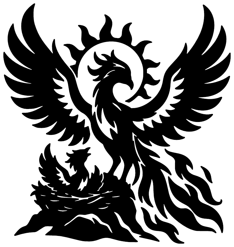 Black phoenix firebird vinyl decal close-up with detailed flames