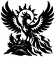 Black phoenix firebird vinyl decal close-up with detailed flames
