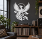 White phoenix guardian vinyl decal with wings and lantern flame design