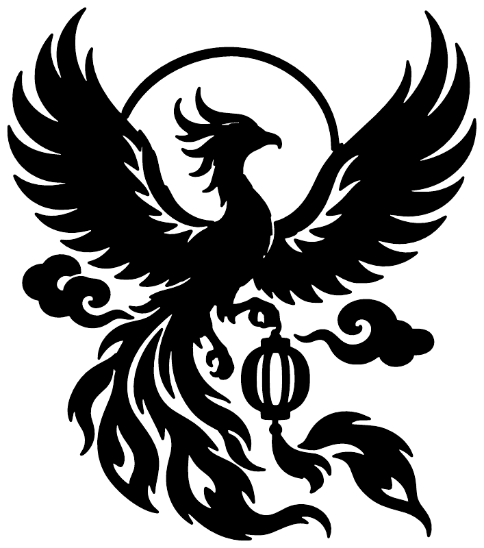 Black phoenix guardian vinyl decal with raised wings and lantern emblem