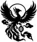 Black phoenix guardian vinyl decal with raised wings and lantern emblem