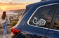 Apple pie slice vinyl decal with apple icon in black-and-white for car window