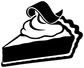 Pie-slice vinyl decal, thick black-and-white ribbon and swirl graphic