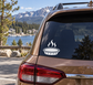 Vinyl decal of a pumpkin pie with three flame icons for car rear window