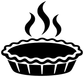 Pumpkin pie vinyl decal with flames above, black silhouette with white outline