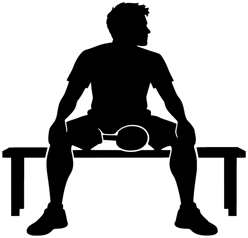 Table tennis vinyl decal silhouette of player at ping pong table, black.