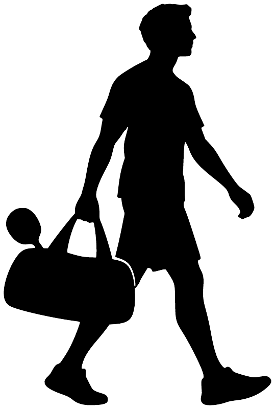 Black silhouette woman walking with ping pong paddle vinyl decal