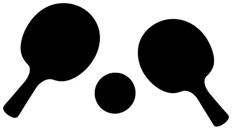 Black ping pong paddle and ball vinyl decals set