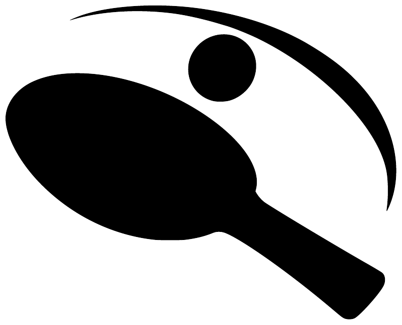 Black ping pong paddle and ball vinyl decal graphic on white background