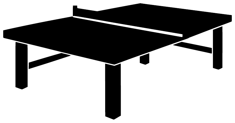 Ping pong table vinyl decal showing black tabletop with white frame and legs