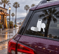 Ping Pong water break vinyl decal on car window, white bottle and paddle icons