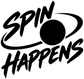 Black 'SPIN HAPPENS' vinyl decal with ping-pong paddle and ball graphic